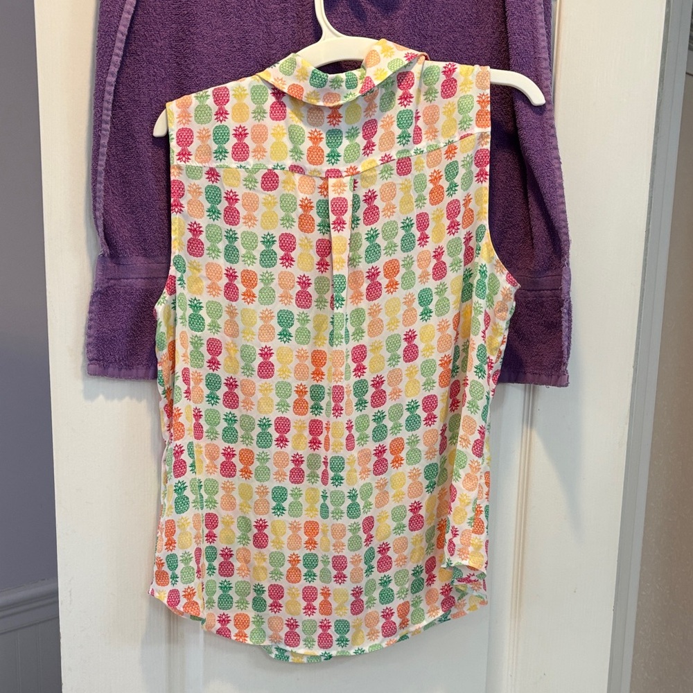 Talbots Multicolor Pineapple Print Kids Button Down Shirt - Picture 4 of 5